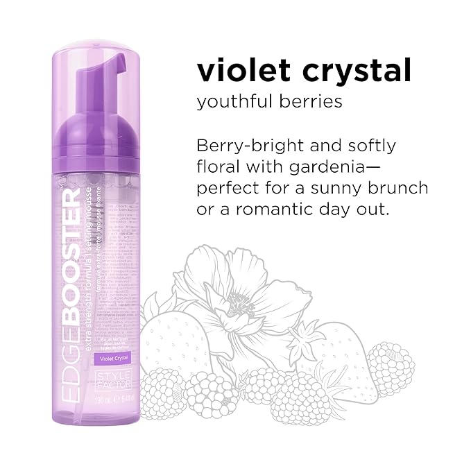 Style Factor EDGE BOOSTER Extra Strength Setting Mousse ā Frizz Control, Extra Volume, and Conditioning ā 6.4oz Violet Crystal Mousse for Curly Hair