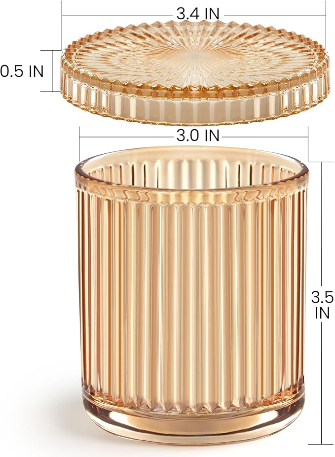 MKOSAB Bathroom Organizers and Storage,2 Pack Glass Qtip Holder Dispenser,Bathroom Essentials Accessories Decor,Vanity Makeup Storage Organizer for Cotton Swabs,Cotton Balls,Pads,Floss Picks (Amber)