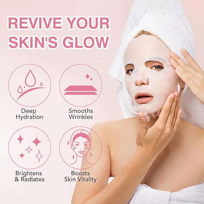 Face Masks Skincare for All Skin Types, Pink Rose Hydrating Face Sheet Masks Suitable for Sensitive Skin, Moisturizing Facial Mask for Women Skin Care, Face Mask Gifts for Face Spa 10 Sheets