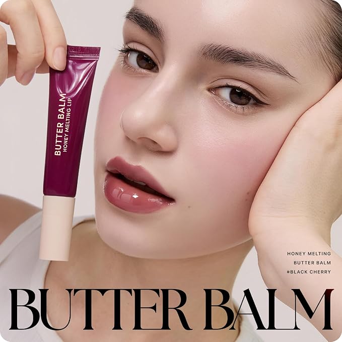 Nature Republic Honey Melting Lip Butter Balm – Moisturizing Tinted Balm with Peptides, for Sheer & Glossy, Smooth & Soft Lips, Stocking Stuffers (BLACK CHERRY)