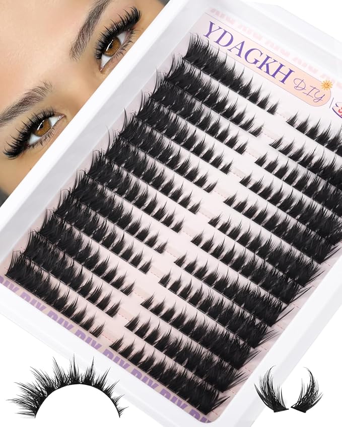 Wispy Lash Clusters with Spikes Fox Eye Eyelash Clusters Natural 7-16mm Anime Individual Eyelashes Cat Eye Lashes Manga Eyelash Extension C Curly DIY Doll Cluster Eyelash Extensions 240Pcs