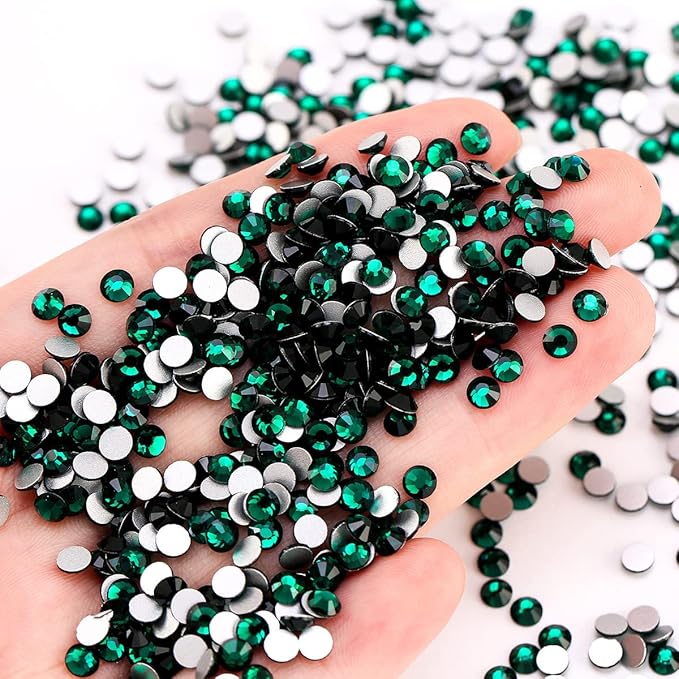 Emerald Rhinestones Flatback Rhinestone for Crafts Glass Nail Rhinestones Nail Gems Crystals for Makeup Bags Shoes Decoration DIY(SS20,1440pcs,Emerald)