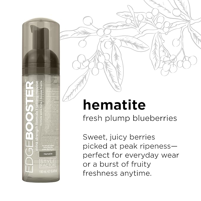 Style Factor EDGE BOOSTER Extra Strength Setting Mousse Travel Size ā Frizz Control, Extra Volume, and Conditioning ā 2.5oz Hematite Mousse for Curly Hair