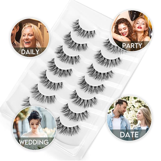 Dramatic Long Thick Faux Mink Lashes Pack Jiocolor Fluffy 3D Volume Eye Fake Eyelashes 7 Pairs Full Crossed Big Eye Lashes Pack DJ-31