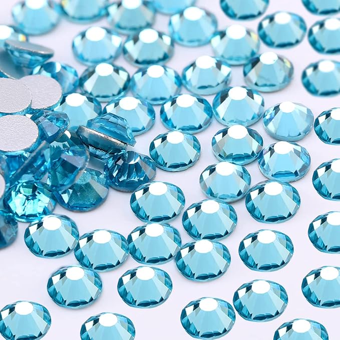 Novani Crystal Rhinestones, Flatback Loose Gemstones 1440pcs Glass Rhinestones for Clothes Shoes Crafts Makeup Nail Art and DIY Decorations(SS16, Aquamarine)