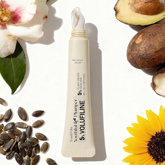 YouthVibe 5% Volufiline Lip Plumper, Nourishing & Anti Aging Over Time with Squalane, Shea Butter, Collagen, Peptide & PDRN - No Burning, No Tingling for Gentle Daily Plumping