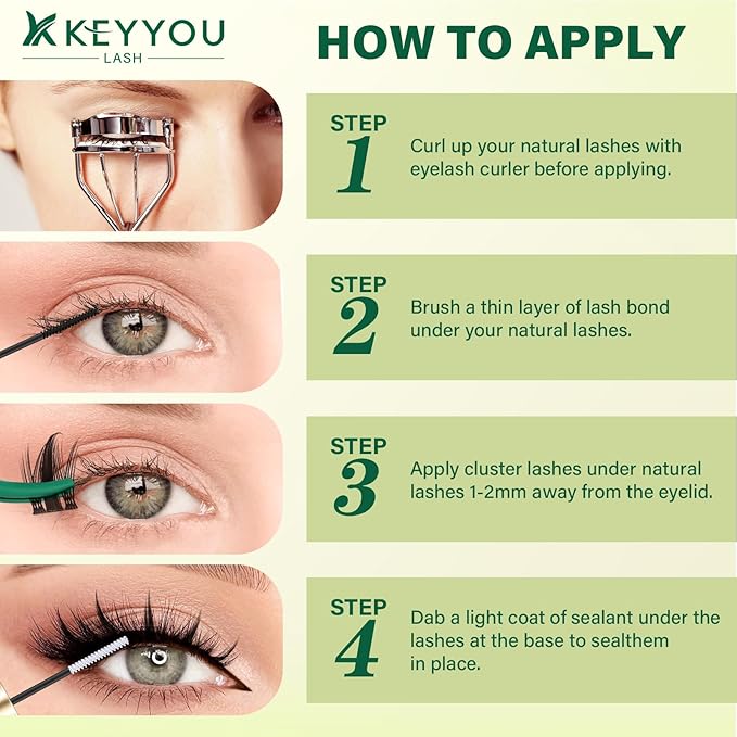 KEYYOU LASH Lash Clusters Kit Manga Lashes Individual 120pcs Wispy Lash Clusters with 10ml Remover Bond&Seal 10-18mm Eyelash Extension with Spikes D Curl Fairy Style Manga Cosplay DIY at home(F02 Kit)