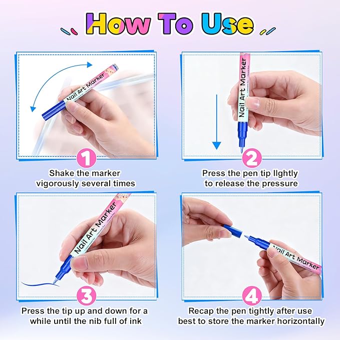 NuSoulra 12 Colors Nail Art Pens Set, Nail Art Markers with 15pcs Nail stickers, 0.5mm Acrylic Painted Pen for Gel Nails,Dotting Painting Pen Quick-drying for DIY Manicure Tools (0.5mm 12color)