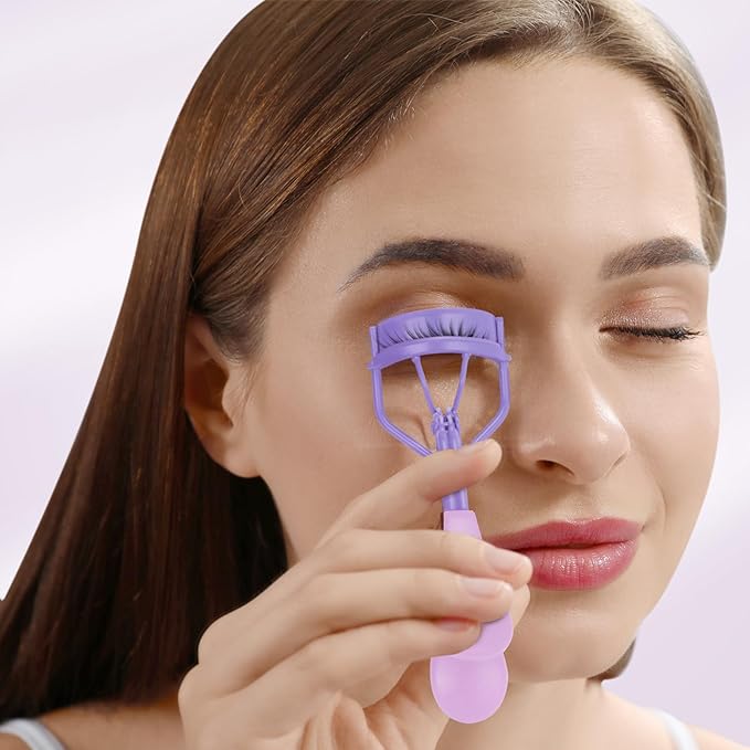 ODELY Eyelash Curler with Pads, Lash Curler 2 Pcs with 10 Extra Silicone Replacement Pads, Comfortable Grip for Effortless Curling – Eyelashes for The Perfect Eye Contour (Hyacinth Purple)