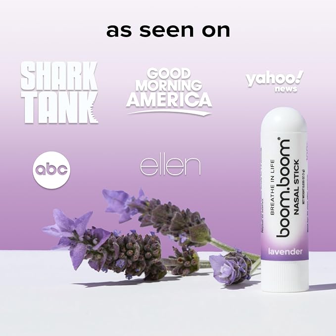 BoomBoom Nasal Stick | Vapor Flow Technology | Cool Refreshing Sensation | Natural Mood Boost | Simple Ingredients | Essential Oils + Menthol Inhaler (Lavender)