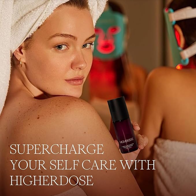 HigherDOSE Red Light Face Mask - FDA Cleared LED Red Light Therapy for Face with Near Infrared Technology - At-Home Facial Device to Improve Fine Lines, Wrinkles, Hydration & Redness for Glass Skin