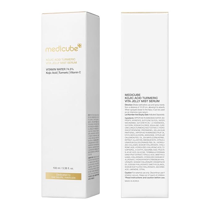 medicube Turmeric Vitamin Gold Jelly Mist Serum | 2-in-1 Daily Facial Spray and Serum | With Vitamin C, Turmeric, Panthenol for Hydrating, Calming Care | Lightweight, Refreshing Mist | Korean Skincare