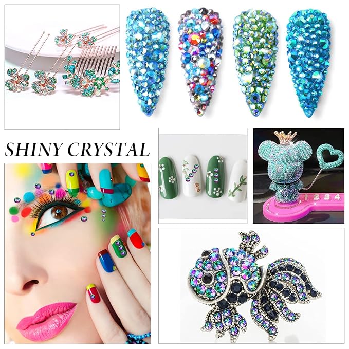 Green Flame Rhinestones Flatback Rhinestone for Crafts Glass Nail Rhinestones Nail Gems Crystals for Makeup Bags Shoes Decoration DIY(SS30,288pcs,Green Flame)