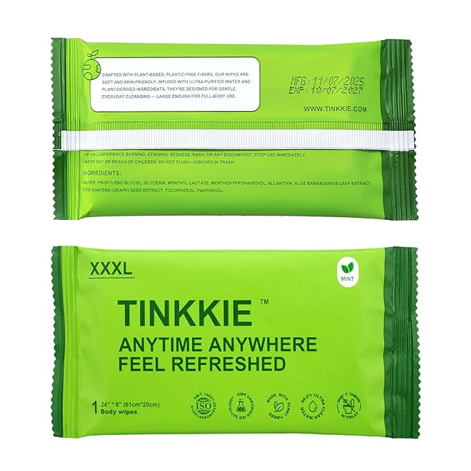 Extra Large Body Wipes (24" x 8"), 5X Bigger No Rinse Bathing Towelettes, Portable Cooling Cleansing Wipes 6 Pack for Gym, Camping, Hiking & Outdoor Sports