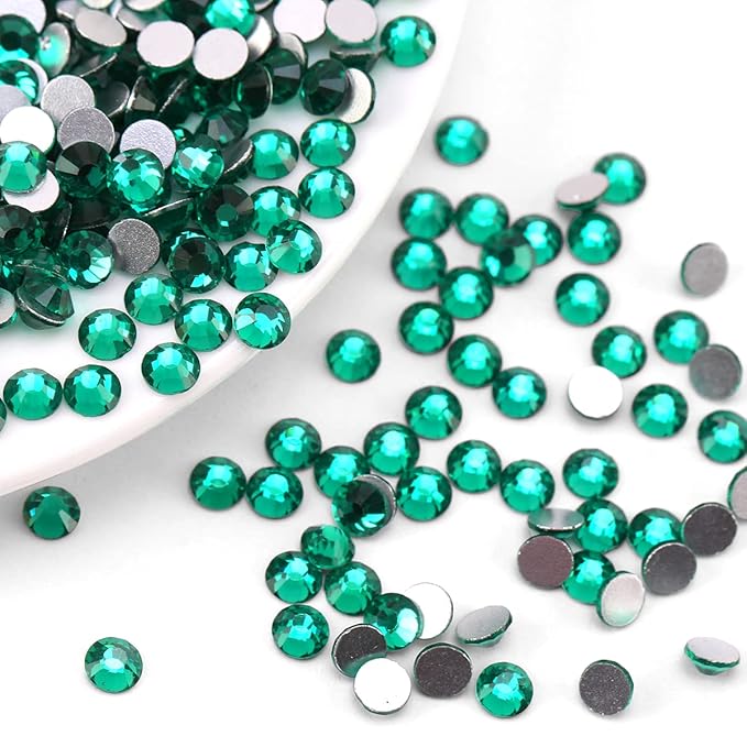 Novani Rhinestones 1440pcs SS20 Glass Rhinestones Crystal Flatback Gemstones for Crafts Nails Makeup Bags and Shoes Decoration(SS20, Green Zircon)