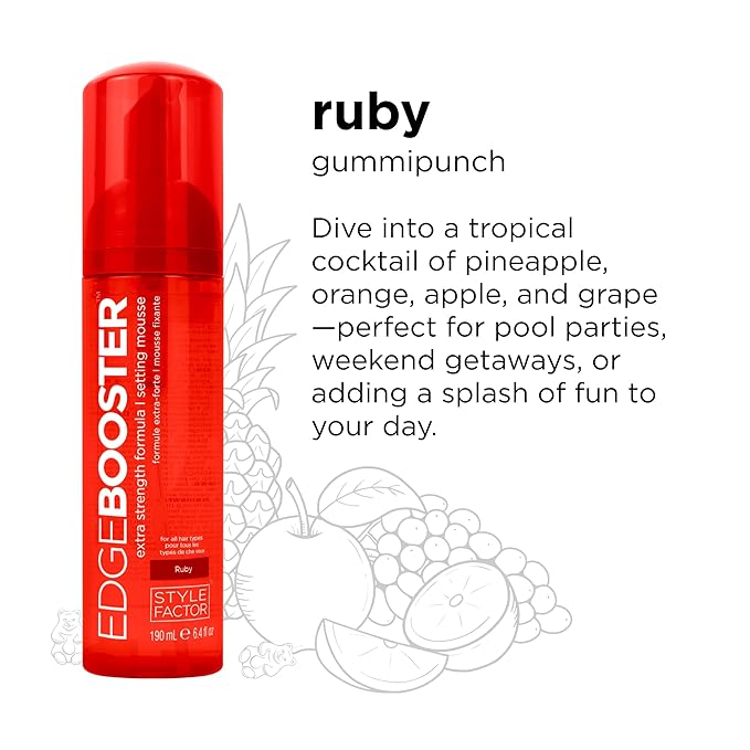 Style Factor EDGE BOOSTER Extra Strength Setting Mousse ā Frizz Control, Extra Volume, and Conditioning ā 6.4oz Ruby Mousse for Curly Hair