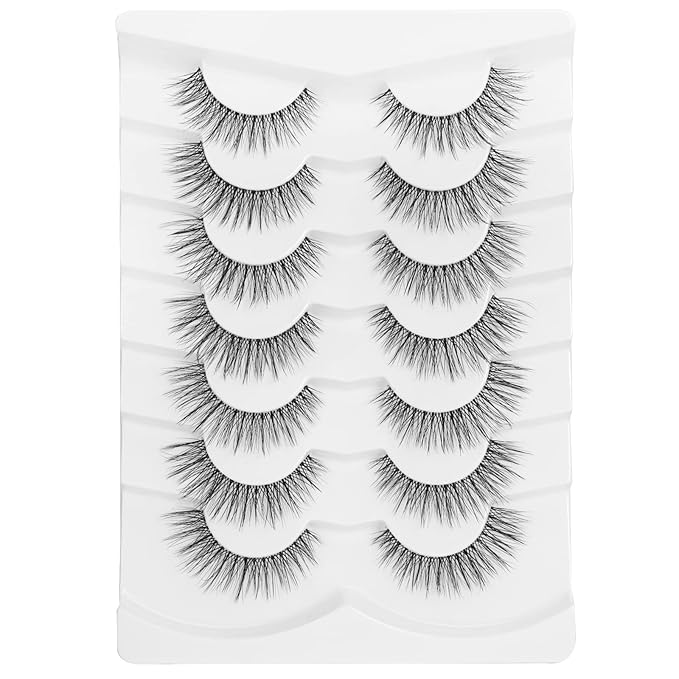 Eyelashes Natural Look Faux Mink Lashes Pack Jiocolor Fluffy False Eyelashes 7 Pairs Cat Eye Lashes Curl False Eyelashes DJ-37