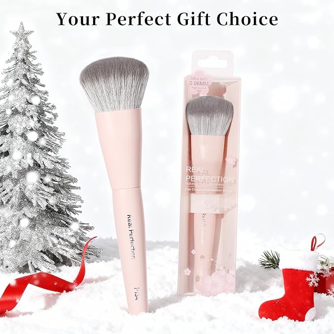 REAL PERFECTION Buffing Foundation Brush, Professional Face Makeup Brush for Streak-Free Application, Suitable for All Skin Synthetic Cruelty-Free Beauty Brush for Liquid Cream Foundation Bronzer