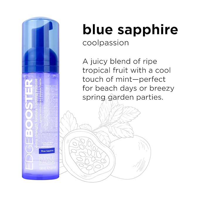 Style Factor EDGE BOOSTER Extra Strength Setting Mousse Travel Size ā Frizz Control, Extra Volume, and Conditioning ā 2.5oz Blue Sapphire Mousse for Curly Hair