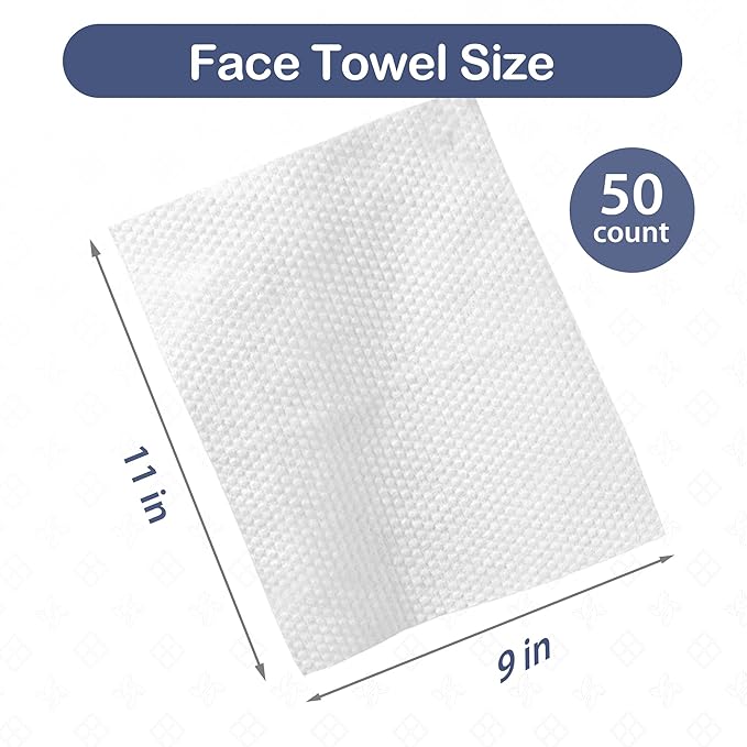 Ourmed Life Face Towels, 11"×9" Disposable Face Towel – Ultra-Soft, Thickened Facial Towelettes, Lint-Free Dry Wipes for Sensitive Skin, Ideal for Makeup Removal & Skincare (50 Count, 1 Pack)
