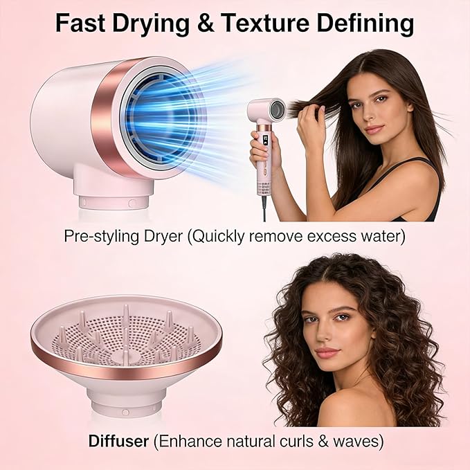 8 in 1 Hot-Air Hair Brushes - Air Wrap Hair Styler & Blow Dryer Brush,Multi Hair Styler for Salon Blowouts, Smooth Curls, Volumizing and Straightening,Gifts for Women,No Heat Damage for All Hair Types