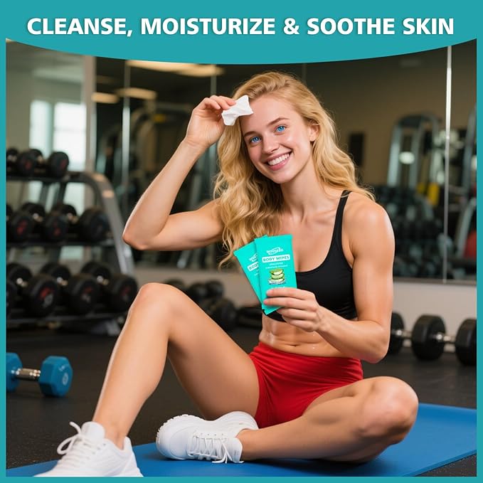 600 Pack Individually Wrapped Body Wipes (8" x 9.5"),No-Rinse Shower Wipe for Adults,Travel,Gym & Camping,Bulk Cleansing Wipes for Homeless