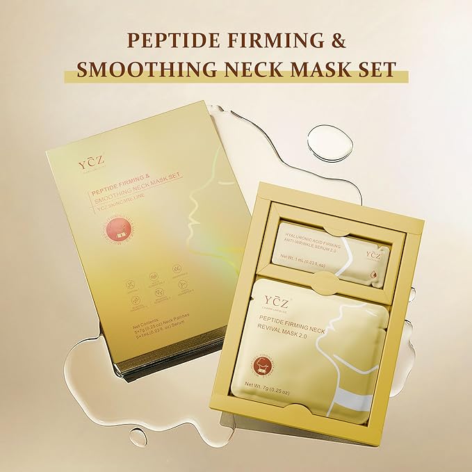 Ycz Firming Smoothing Neck Mask, Neck Wrinkle Patches, Deep Hydration and Moisturization Collagen Anti-Wrinkle Nack Mask, 8 Peptides and Botanical Serum for Firming & Lifting Diminishing Wrinkles