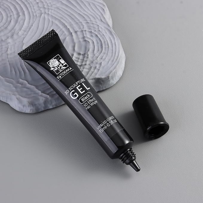 SUTOKAKA Black 3D Gel Nail Art, 15g Sculpting Gel for 3D Nail Art Designs Carving, Molding and Painting, No Wipe Embossed Gels Polish Rhinestone Nails Charm Glue Salon Home DIY