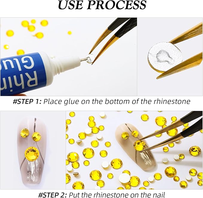 Meibite Citrine Flatback Rhinestones, Glass Rhinestones for Nail Art and Craft, Glue Fix, Loose Crystal Gemstones(Yellow, SS16, 1440pcs, 3.8-4.0mm)