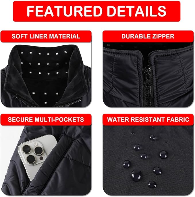 Red Light Therapy Vest for Body, Cordless Infrared Light for Neck, Shoulder, Back & Abdomen Pain Relief Skin Care Postpartum Recovery