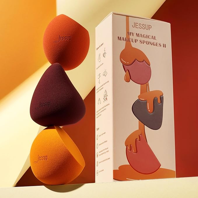 Jessup Makeup Sponge Set, 3pcs Make up Sponges for Face Soft Beauty Sponges Foundation Sponge Makeup Blender Concealer Sponge, SP013