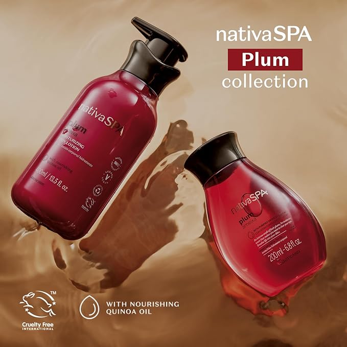 Nativa SPA by O Boticário, Plum Moisturizing Body Lotion, Fragranced Moisturizer Enriched with Purified Quinoa Drops to Boost Hydration, 13.5 Ounce