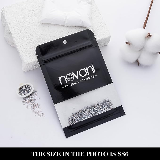 Novani 3000 Pieces Flatback Rhinestones Glass Round Gems White Opal Crystals for Nail Art DIY Crafts Clothes Shoes,SS6,1.9-2.0mm