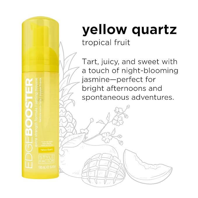 Style Factor EDGE BOOSTER Extra Strength Setting Mousse Travel Size ā Frizz Control, Extra Volume, and Conditioning ā 2.5oz Yellow Quartz Mousse for Curly Hair