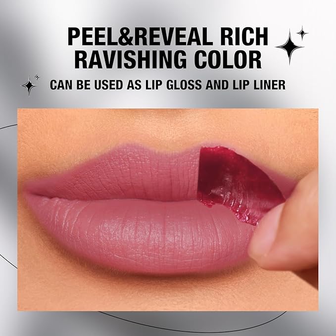 LANGMANNI Long-Lasting Peel Off Lip Liner Set, Waterproof & Smudge-Proof Matte Lip Liners Gift Makeup For Girls(#1)