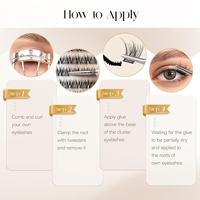 BEFER Lash Clusters, 72 Pcs D Curl Eyelash Super Fluffy Lightweight Individual Lashes 8-16MM Cluster Eyelash Extensions DIY At Home(MIX)