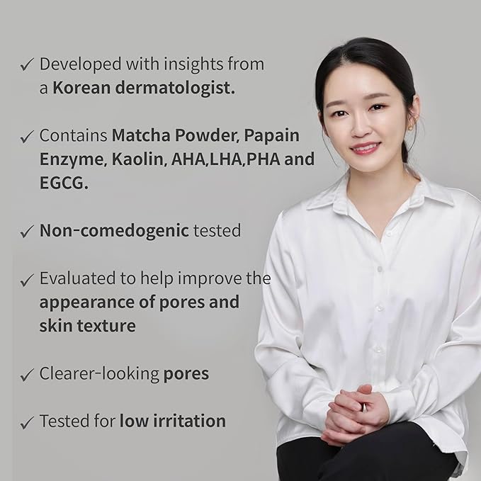 Matcha Enzyme FX Powder-To-Foam Cleanser, Enzyme Face Wash With Matcha Extract, Hydrating Korean Facial Cleanser For Daily Use, Water-Based Fragrance Free Formula, All Skin Types, 1.76oz