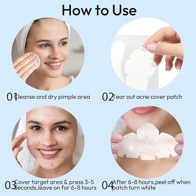 Breiboz Full Face Pimple Patches(5 Pack),Big Hydrocolloid Acne Patches,Skin Care Zit Patches for Whole Face,Nose, Chin, Forehead & Cheeks w/Tea Tree Oil, Salicylic Acid & Cica Oil(5 Pack,25 Patches)