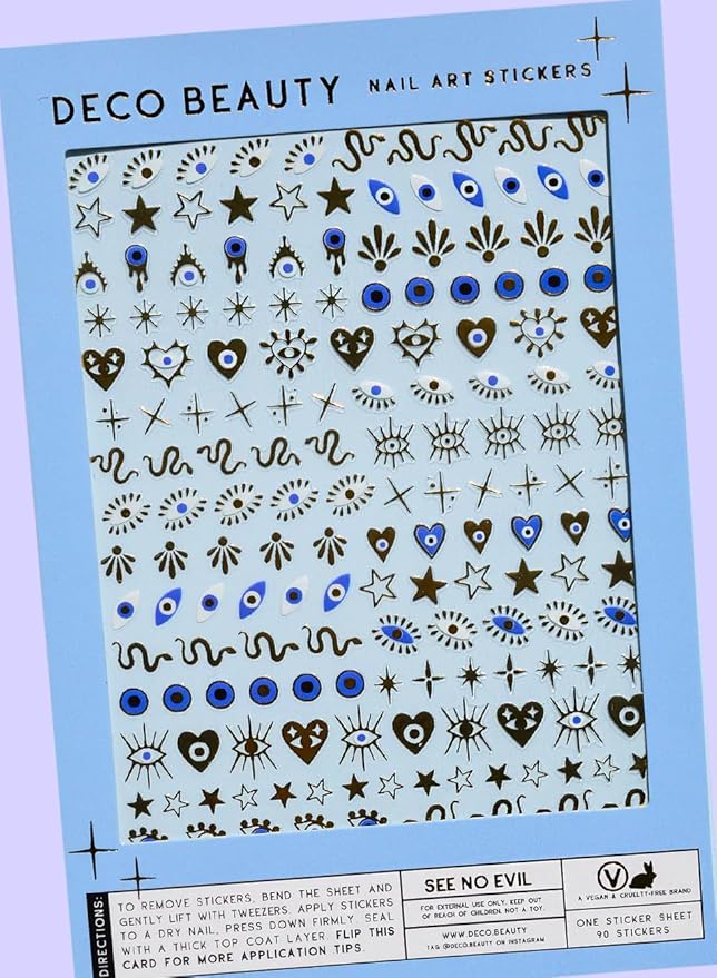 Deco Beauty See No Evil -Super Thin & Easy-to-Apply Nail Art with The Cutest Designs-Durable & Long-Lasting Nail Art Stickers and Decals for Women, for DIY at-Home Manicures & Salon-Quality Nails