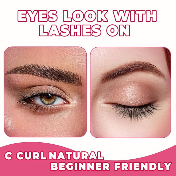 Natural Cat Eye Lashes Wispy Eyelashes 14mm Lightweight False Eyelashes 3D Volume Natural Lashes 0.1mm Thin Cotton Band Lash Strips Pack C Curl Soft Eyelash 7 Pairs Siligli