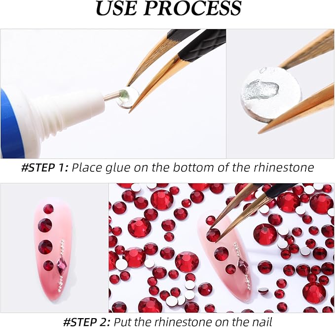 Meibite Siam Flatback Rhinestones, Glass Rhinestones for Nail Art and Craft, Glue Fix, Loose Crystal Gemstones(Siam, SS16, 1440pcs, 3.8-4.0mm)