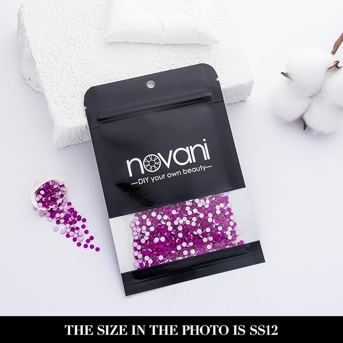 Novani 3000 Pieces Flatback Rhinestones Glass Round Gems Neon-Purple Crystals for Nail Art DIY Crafts Clothes Shoes,SS12,3.0-3.2mm
