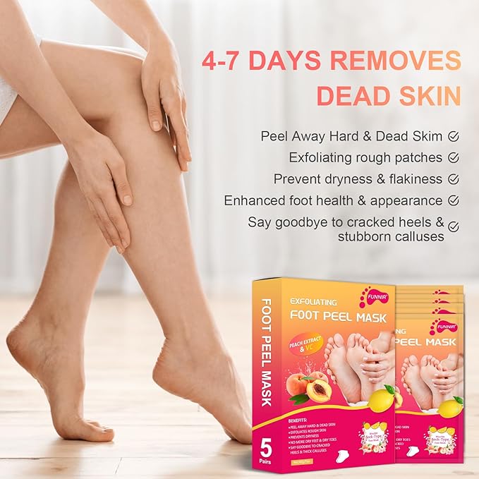 FUNNIR Foot Peeling Mask Exfoliant for Peeling Off Calluses, Natural Exfoliator for Dry Dead Skin, Callus, Repair Rough Heels Soft Smooth Touch