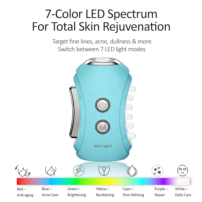 Electric Gua Sha Face Massager Tool with Red Light Therapy, 3-in-1 Microcurrent Guasha Tool with Soothing Vibration, 7-Color LED Warm Heat, for Face/Neck/Eyes/Scalp, Lifting, De-Puffing