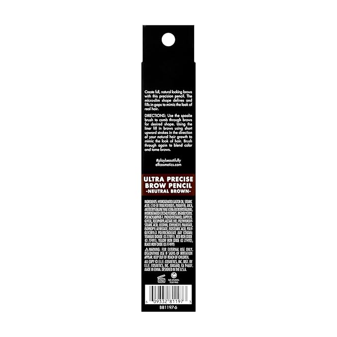 e.l.f. Ultra Precise Brow Pencil, Creamy, Micro-Slim, Precise, Defines, Creates Full, Natural-Looking Brows, Tames and Combs Brow Hair, Neutral Brown, 0.0017 Oz