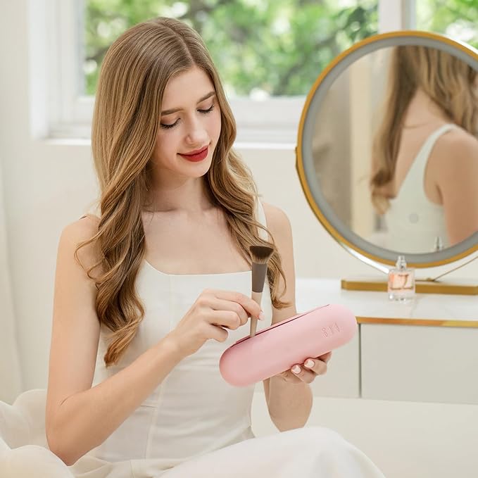 JASAQE Silicone Makeup Brush Holder,Travel Makeup bag-Soft Portable Cosmetic Face Brushes Holder,Large Travel Makeup Brush Case with Anti-Fall Out Magnetic Closure