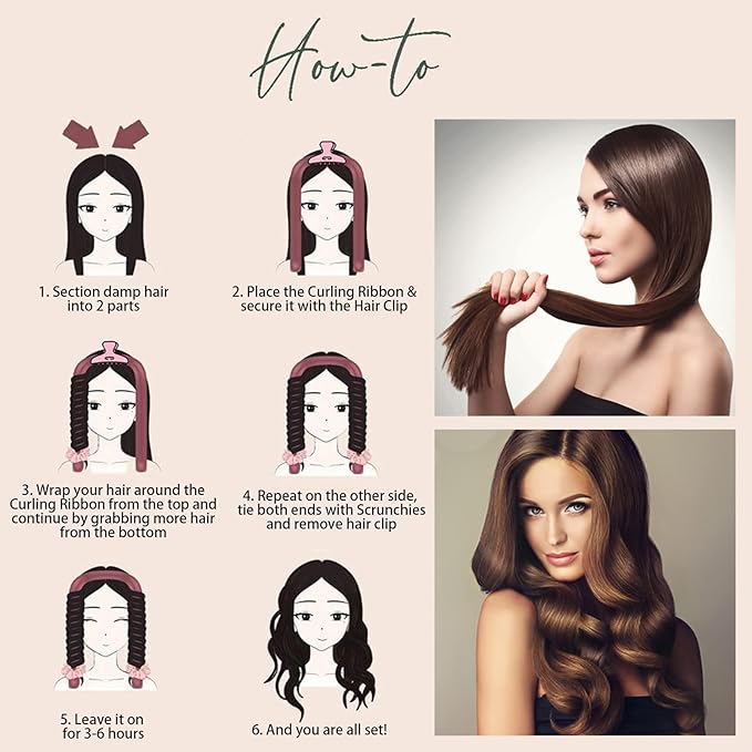 Heatless Curls Overnight,Hair Curlers to Sleep In,No Heat Satin Curling Rod Set,Eternal Muse Rollers,Sleeping Blowout Headband,Foam Curly Tie Ribbon Styling Tool for Long Hair Size 36.09