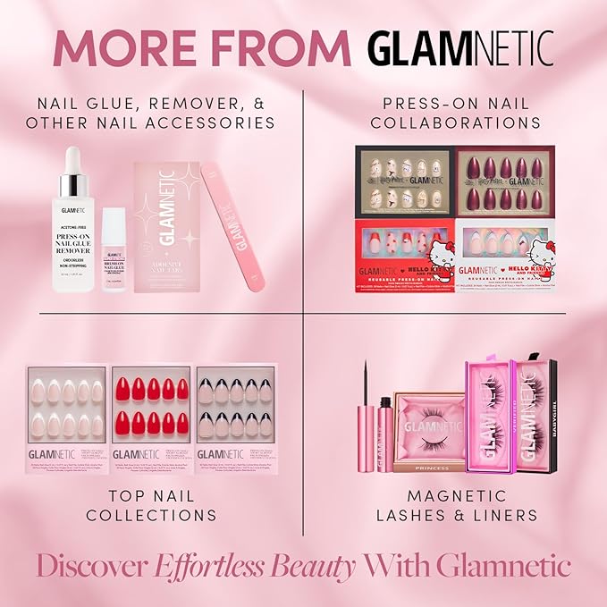 Glamnetic Press On Nails - Jet Black | Short Squoval Black Fake Nails with a Glossy Finish, Salon Quality Halloween Nails | 15 Sizes - 30 Nail Kit with Glue