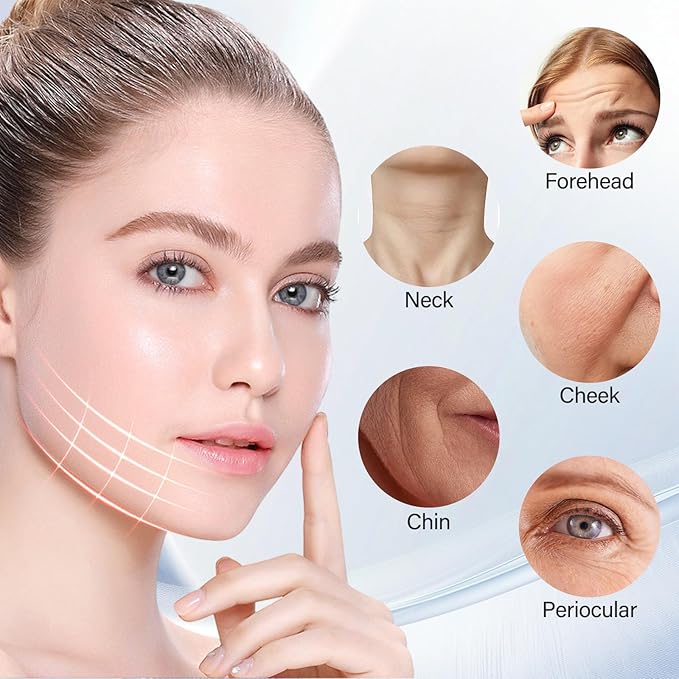 Neck&Face Massager with 7 Colors-Multi-Functional Skincare Tool,Home Beauty Device for Wrinkles&Relaxation (Red)