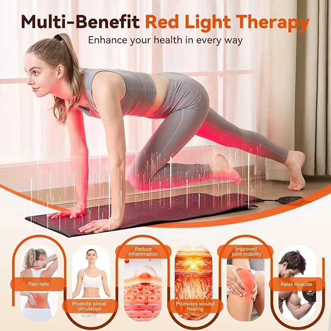 Extra Large Red Light Therapy Mat, High-Density LEDs Full Body Red Light Therapy, 660nm & 850nm Dual Wavelengths, Foldable Red Light Therapy Blanket with Timer, 40" x 16.5"